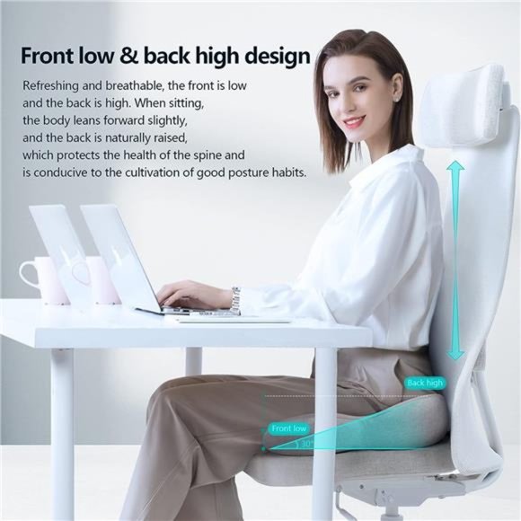 Seat Cushion for Office Chair, Non-Slip Chair Seat Cushions (Grey) - Picture 3 of 7